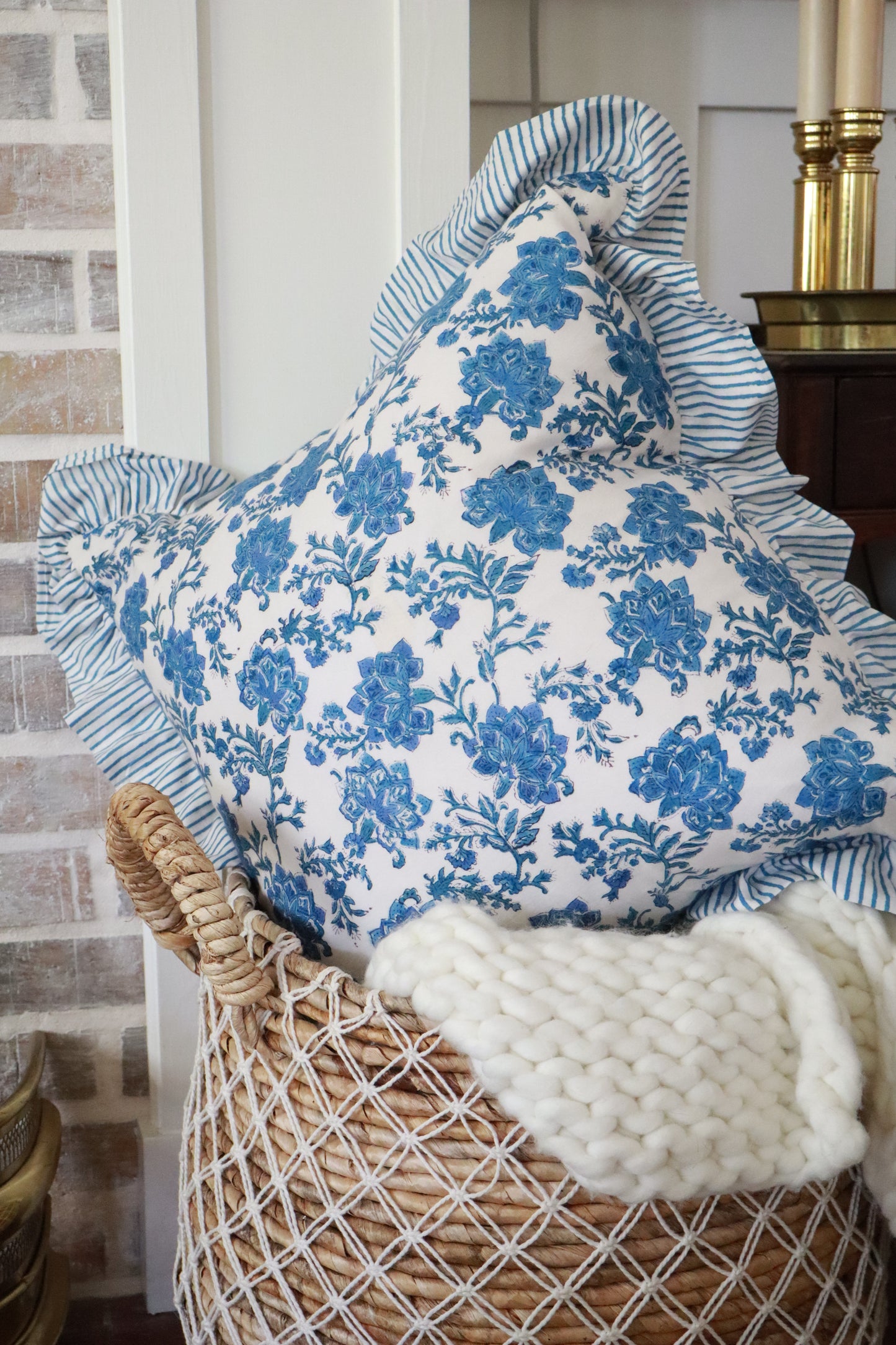 Briar Blue Ruffle Pillow
