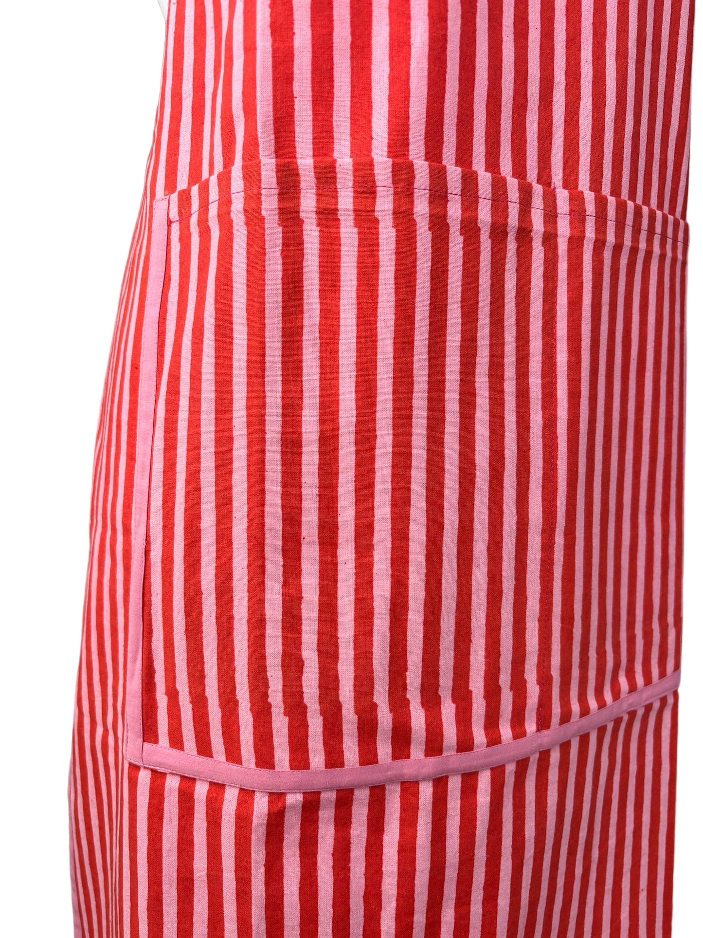 Pink Stripe Block Print Apron