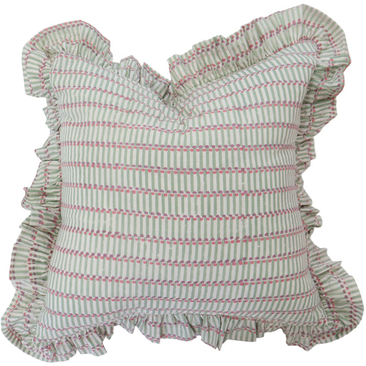 Charleston Dot Ruffle Pillow Cover