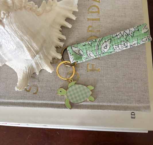 Gingham Turtle Keychain