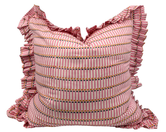 Charleston Dot Ruffle Pillow Cover