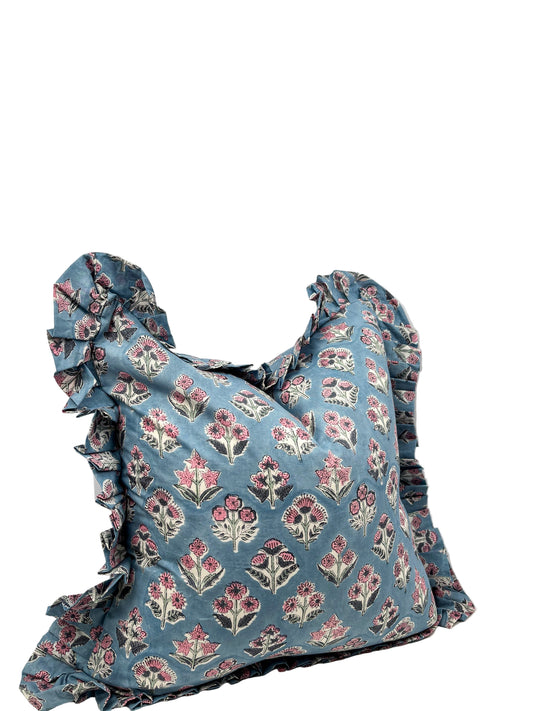 Blue Breeze Ruffle Pillow Cover