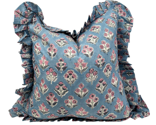 Blue Breeze Ruffle Pillow Cover