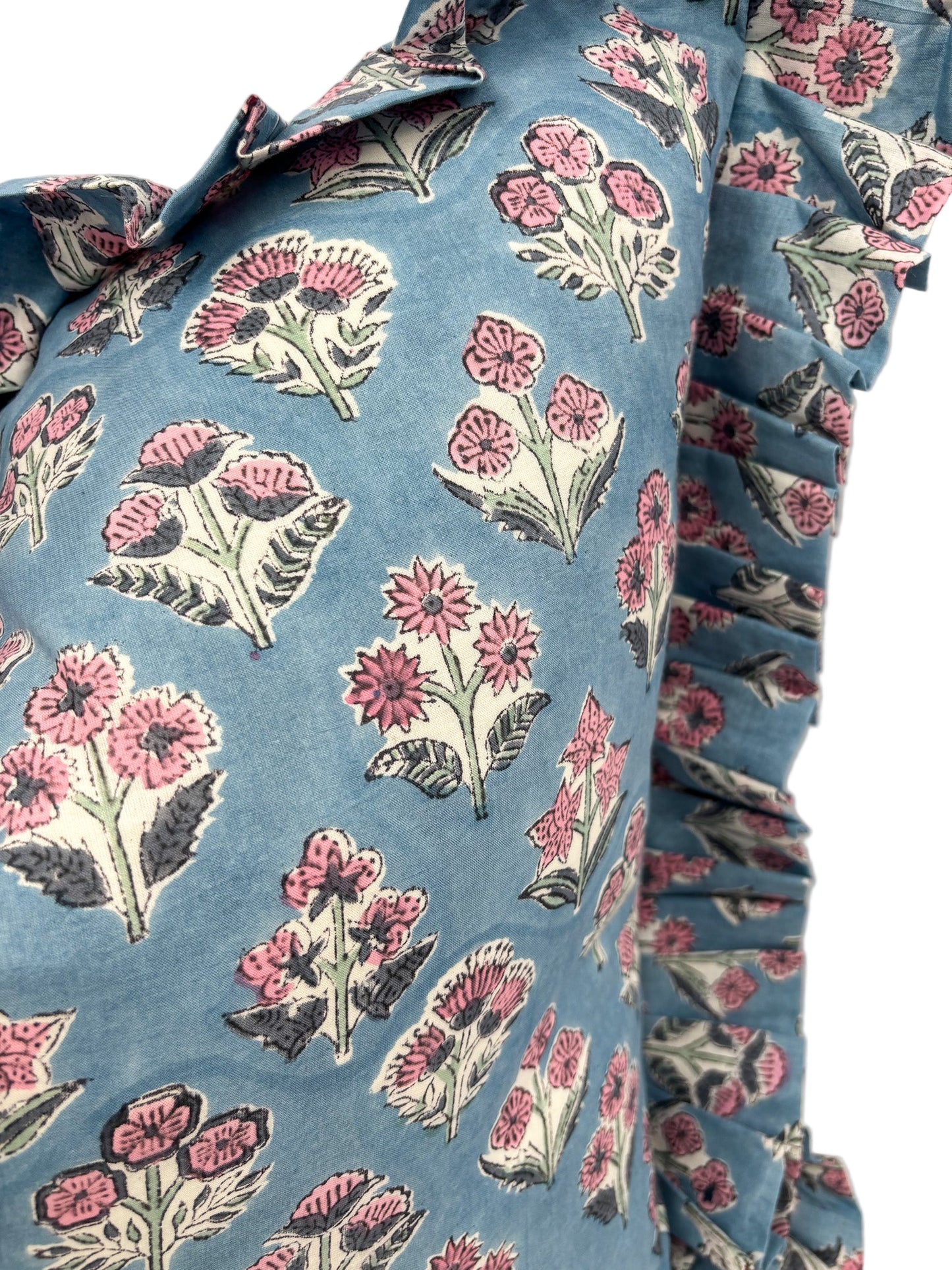 Blue Breeze Ruffle Pillow Cover