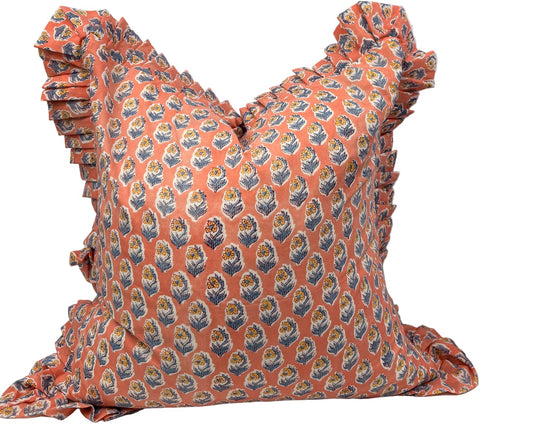 Clementine Coast Ruffle Pillow Cover