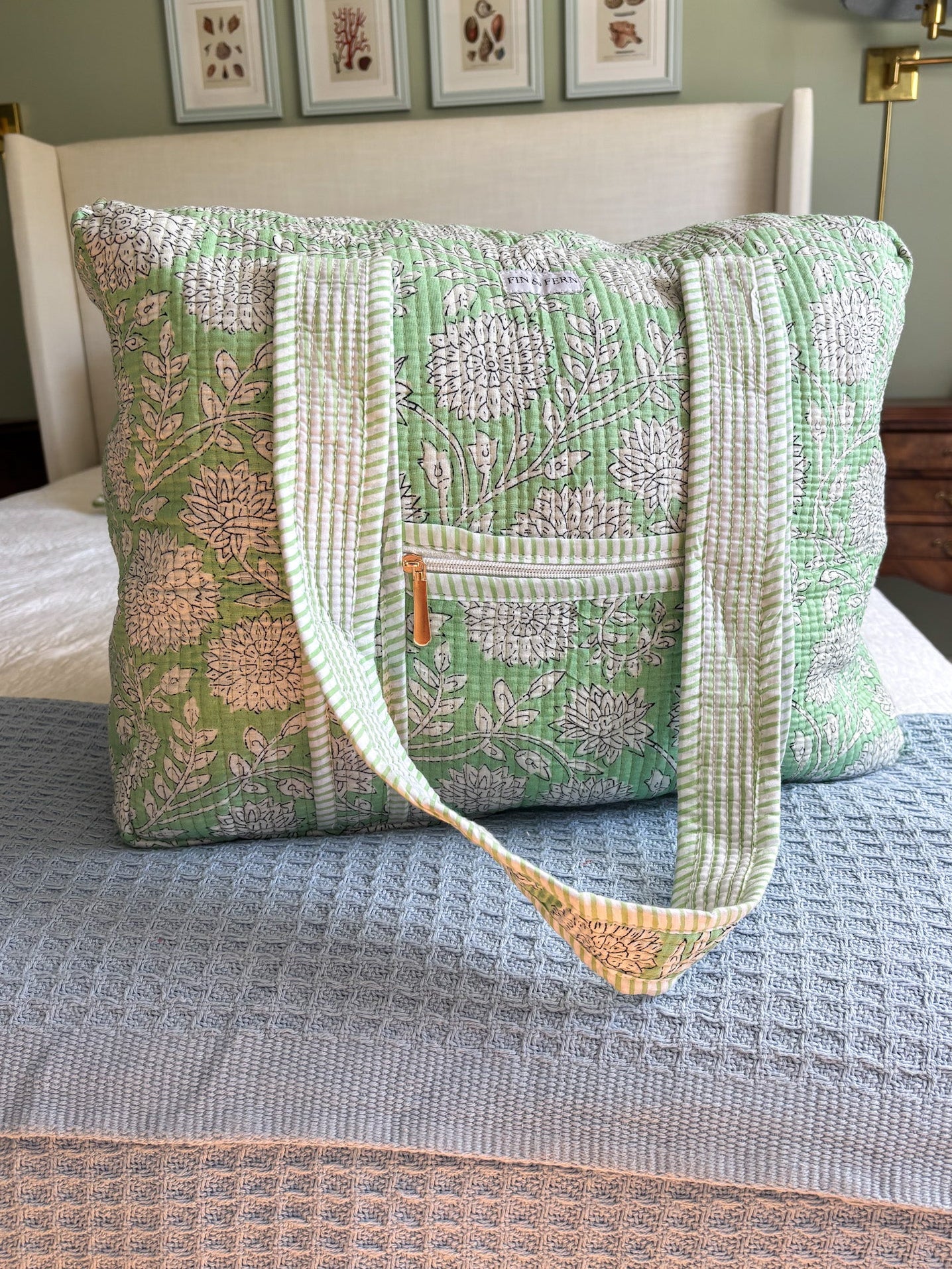 Mint Vine Oversize Tote Bag