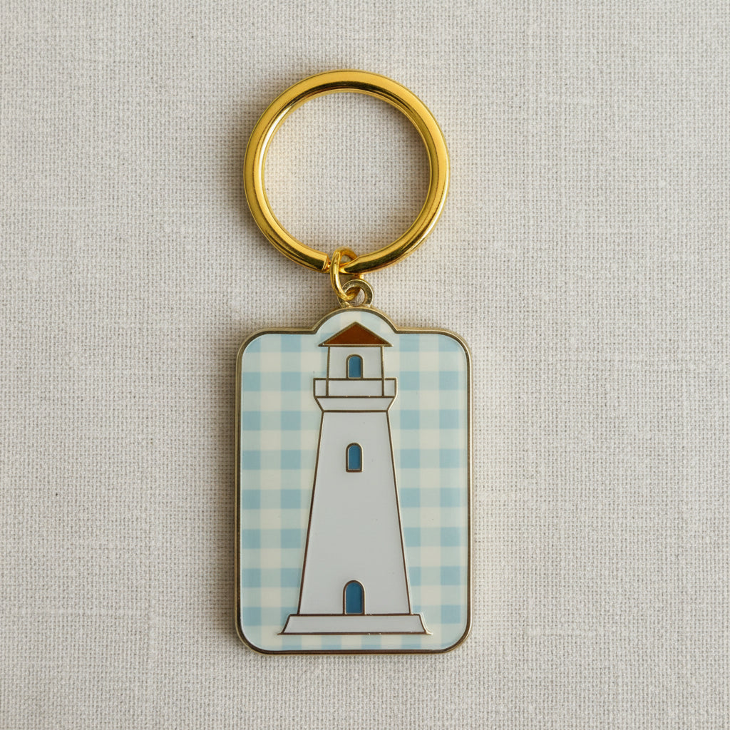 Gingham Lighthouse Keychain