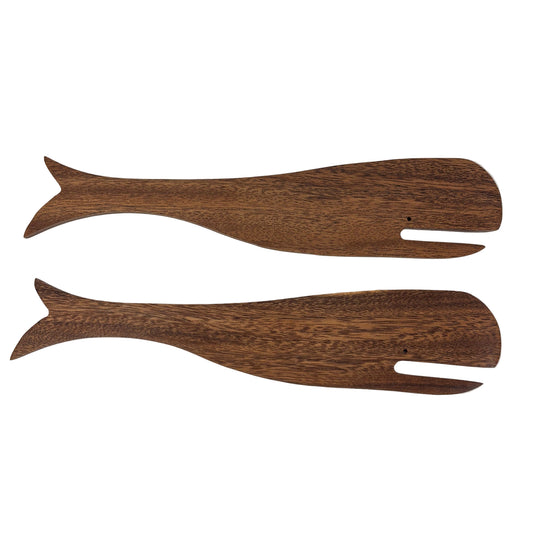 Wood Whale Salad Utensils