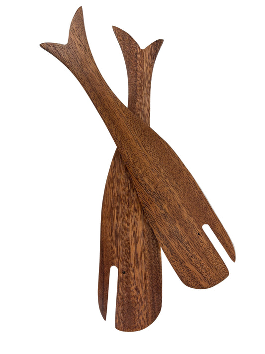 Wood Whale Salad Utensils