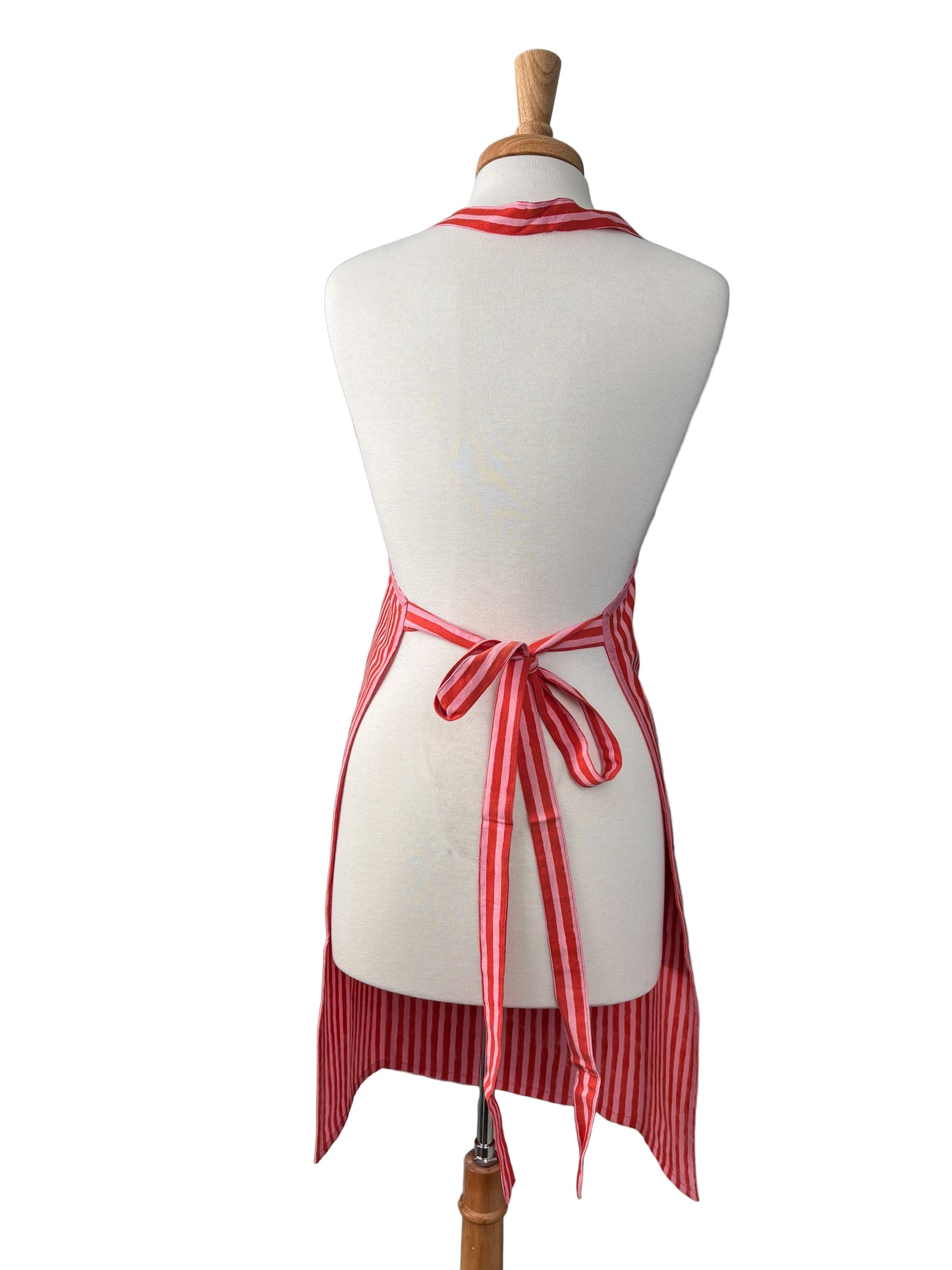 Pink Stripe Block Print Apron
