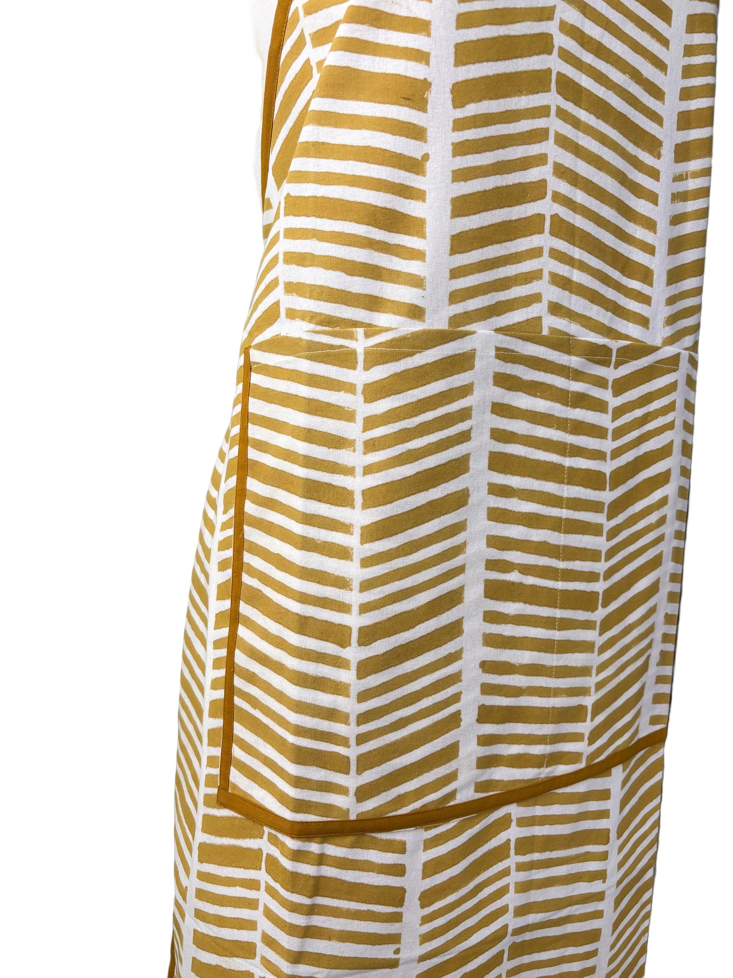 Gold Herringbone Hand Block Print Apron