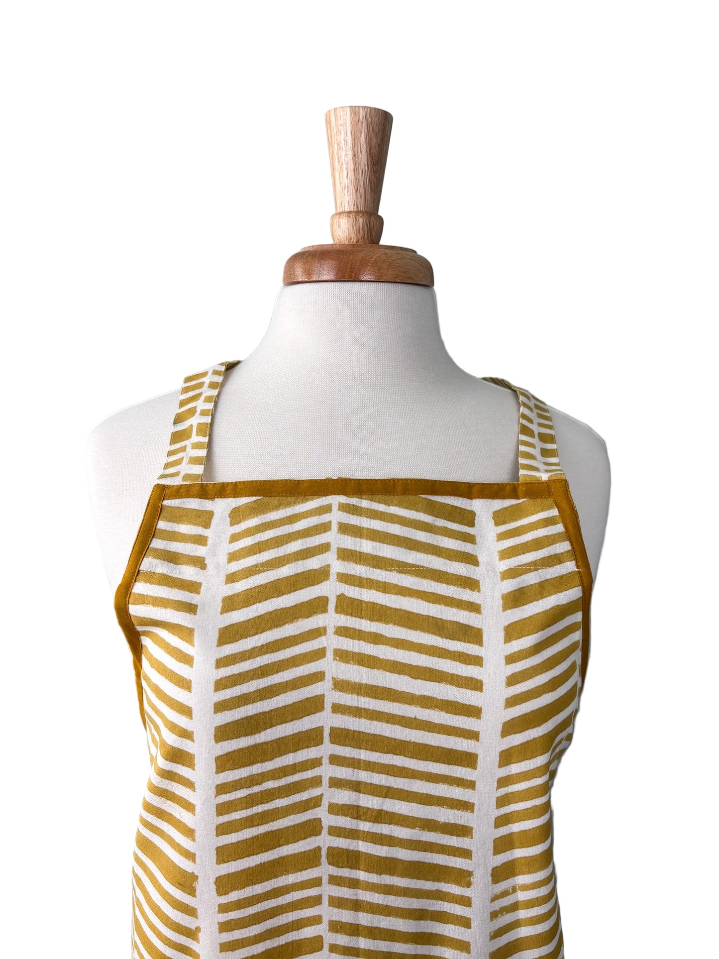 Gold Herringbone Hand Block Print Apron