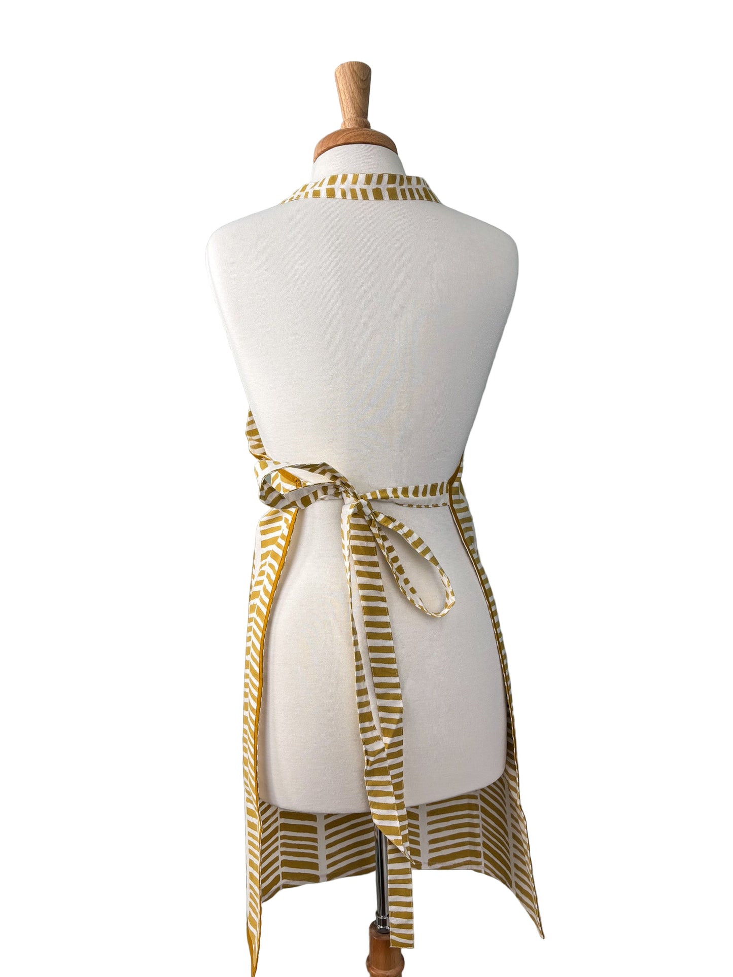 Gold Herringbone Hand Block Print Apron