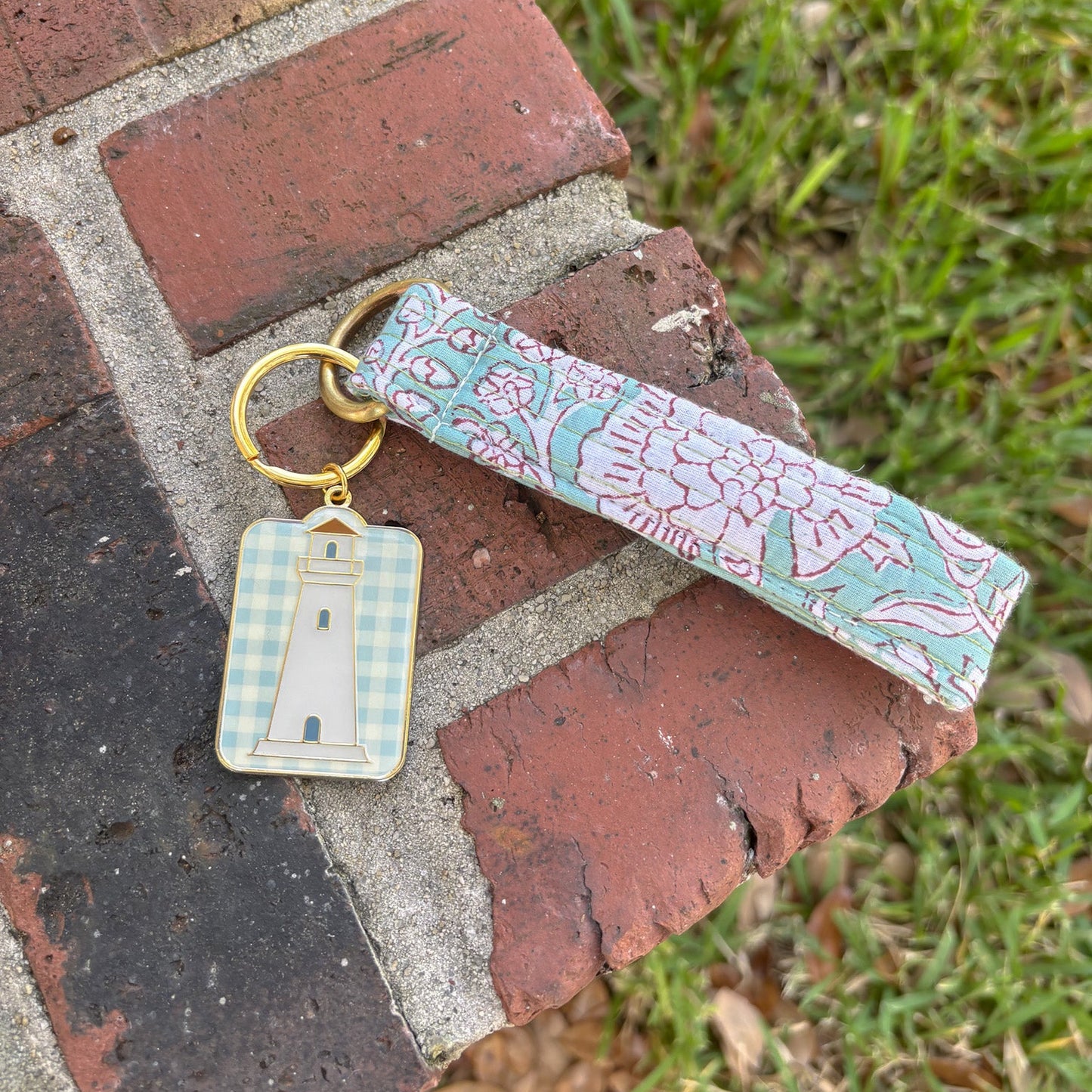 Gingham Lighthouse Keychain
