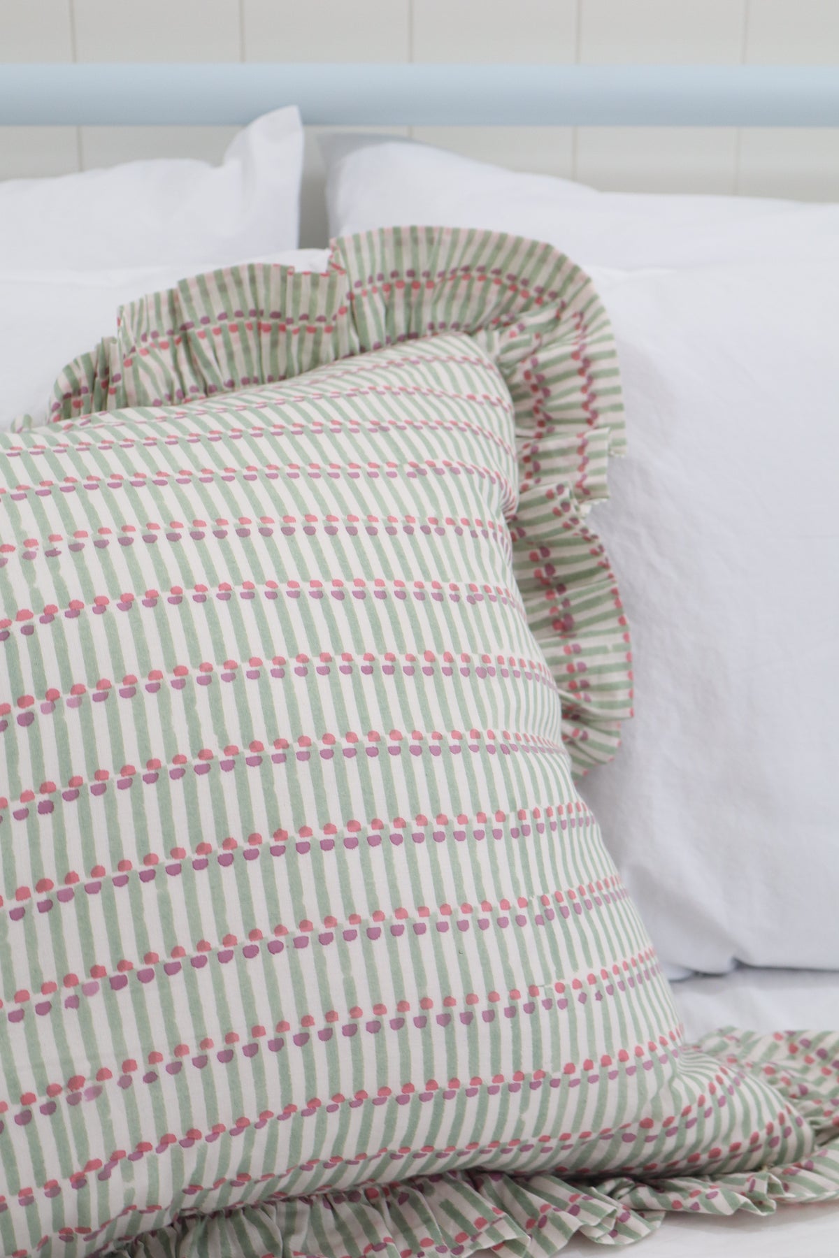 Charleston Dot Ruffle Pillow Cover