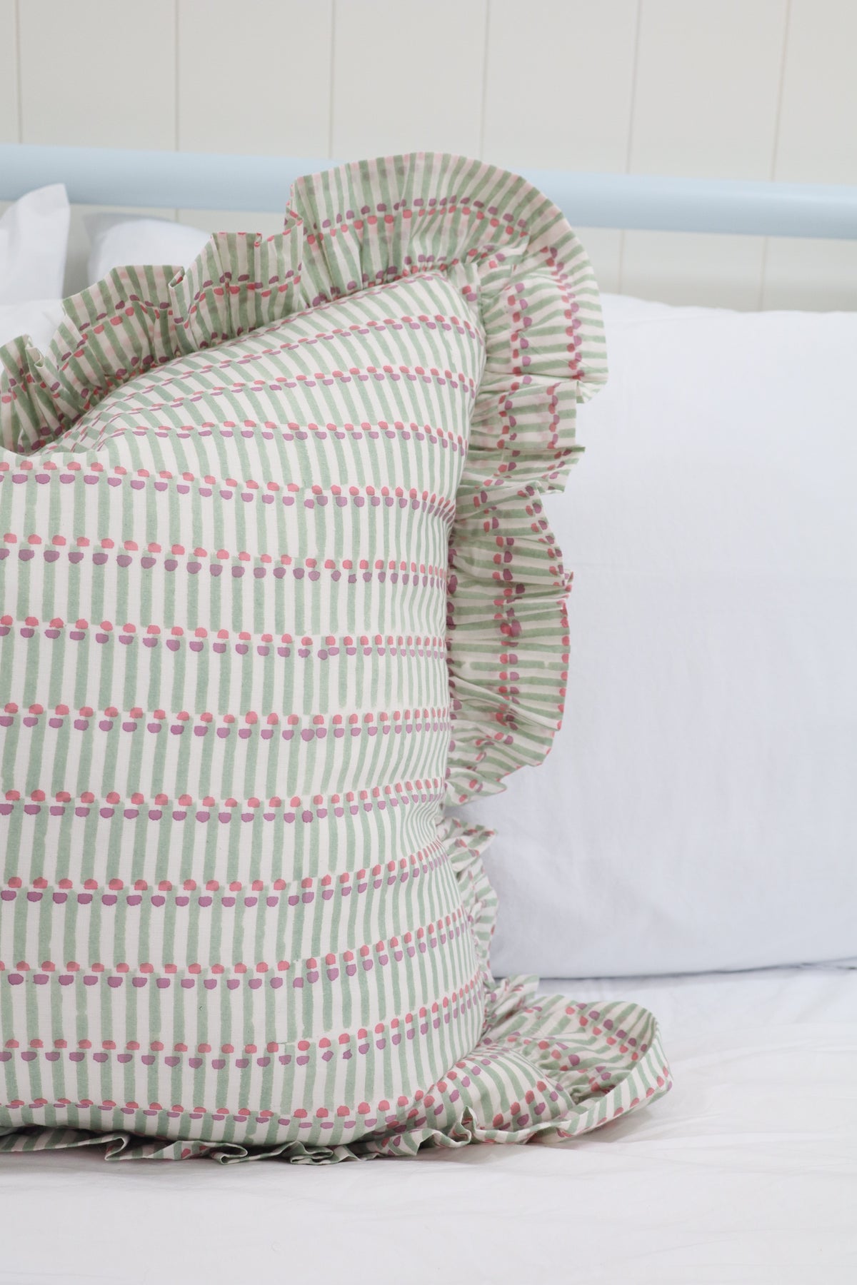 Charleston Dot Ruffle Pillow Cover