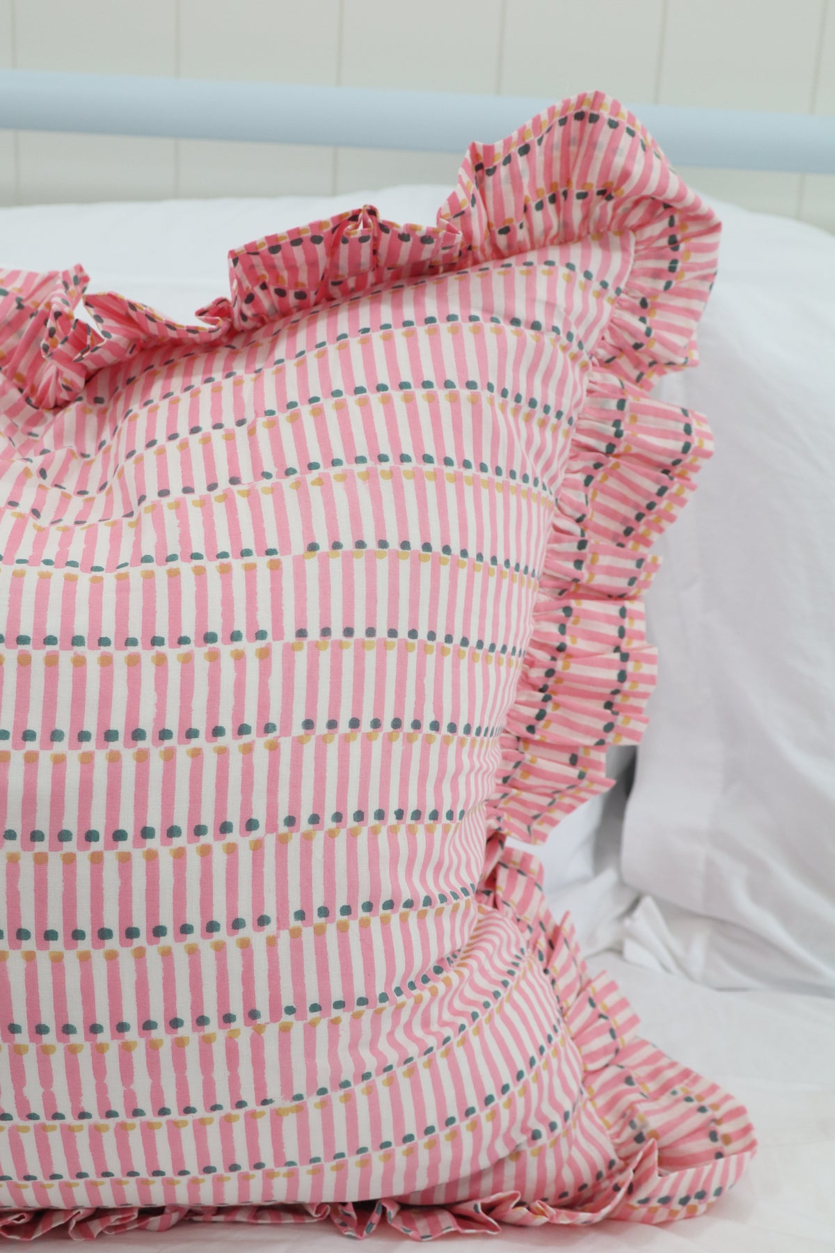 Charleston Dot Ruffle Pillow Cover