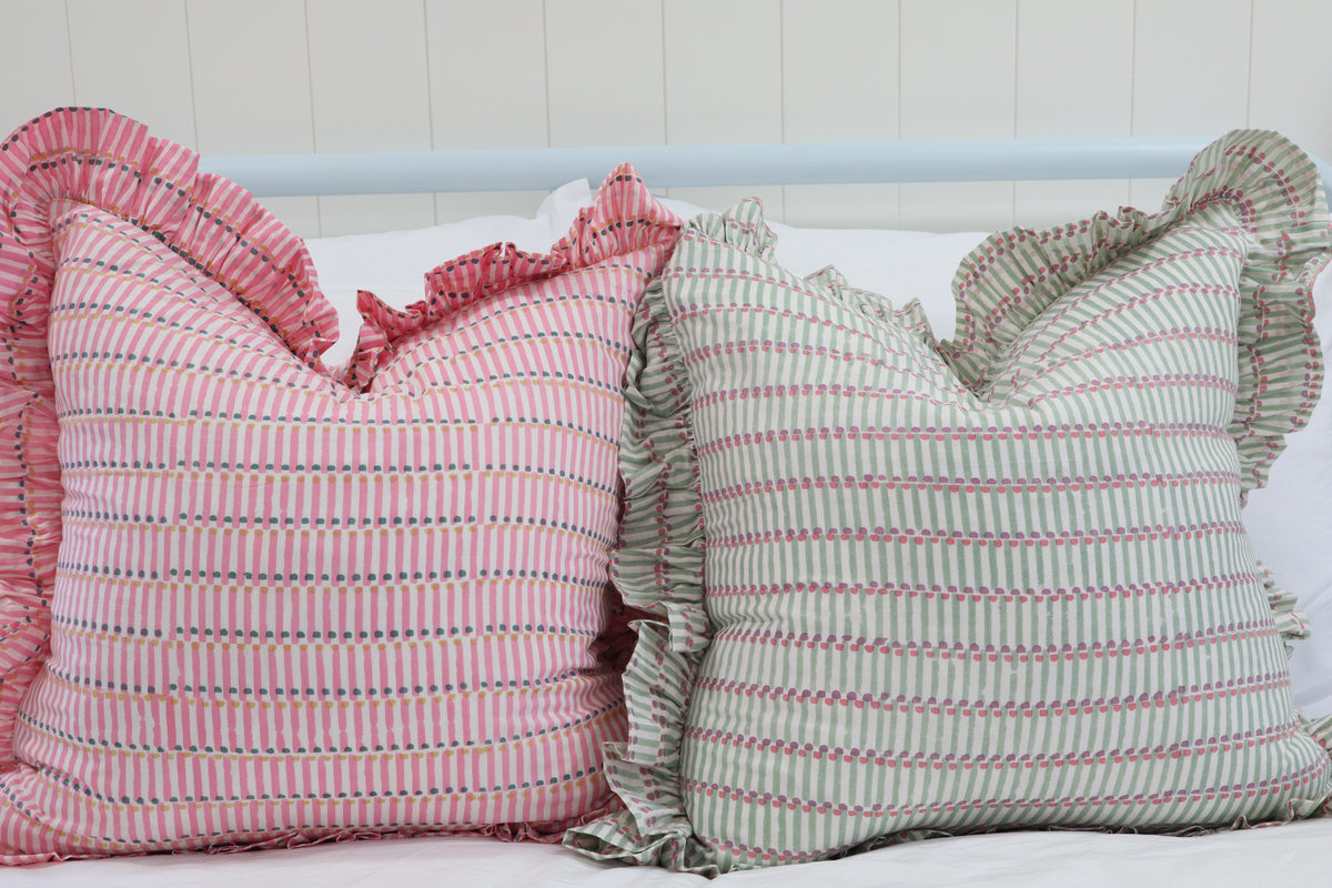 Charleston Dot Ruffle Pillow Cover