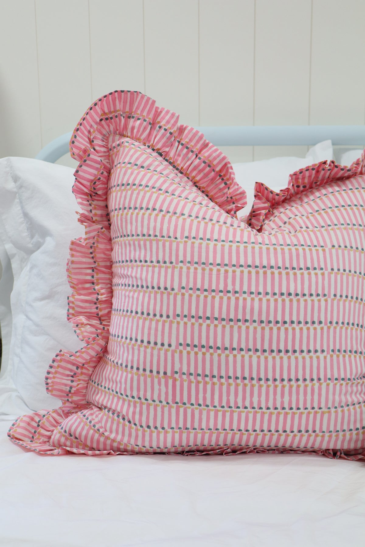 Charleston Dot Ruffle Pillow Cover