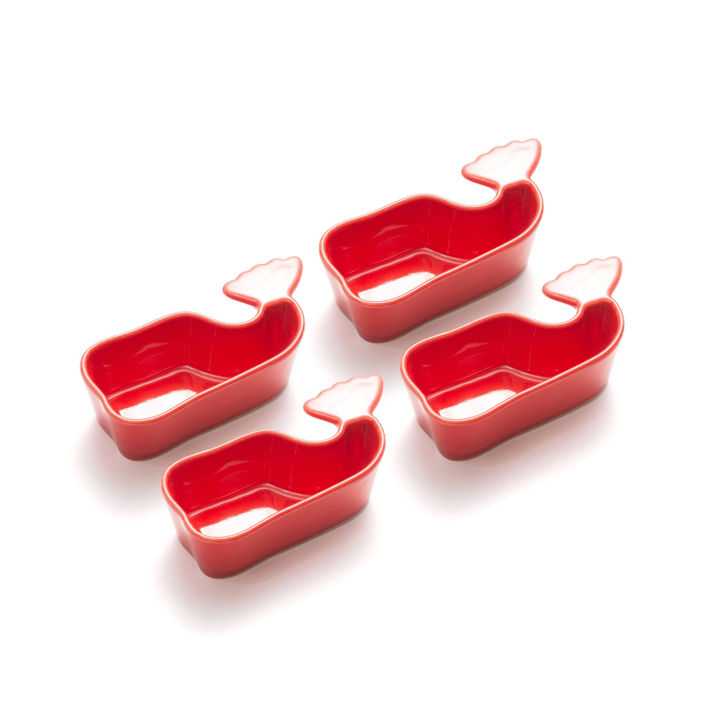 Nantucket Whale Condiment Cups, Red, Set of 4